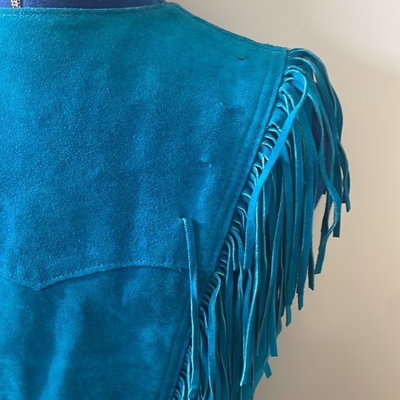 Pioneer Wear 80’s  fringe vest, turquoise EUC - Picture 6 of 11